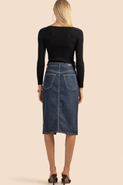 Trina Turk AG Haruko Pencil Denim Skirt INDIGO Hot