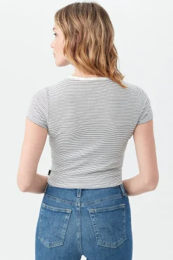 Trina Turk AG Women's Hutton Crewneck Short Sleeve Tee Whitewash/Indigo Outlet