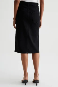 Trina Turk AG Women's Tefi Denim Midi Skirt Black Fashion