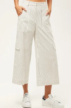 Trina Turk Agassi Wide-Leg Cargo Pant - Seles Stripe Whitewash/Ink Online