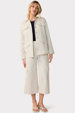 Trina Turk Agassi Wide-Leg Cargo Pant - Seles Stripe Whitewash/Ink Online
