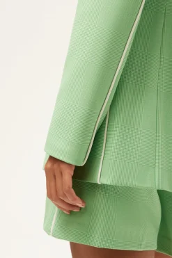 Trina Turk Alternates Blazer - Game Time Glen Plaid Grass Court Green/Whitewash Fashion