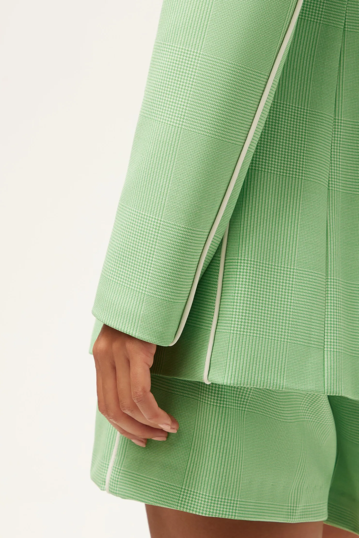 Trina Turk Alternates Blazer - Game Time Glen Plaid Grass Court Green/Whitewash Fashion