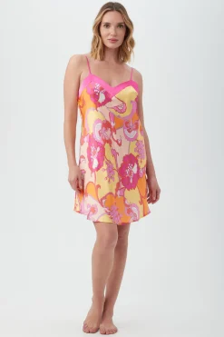 Trina Turk Apache Bloom Women's Short Silk Chemise Nightgown Multi Online
