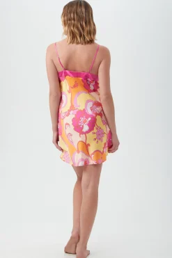 Trina Turk Apache Bloom Women's Short Silk Chemise Nightgown Multi Online