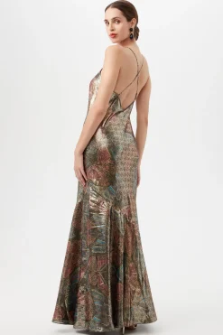 Trina Turk Arana Butterfly Print Silk Slip Maxi Dress Multi Best