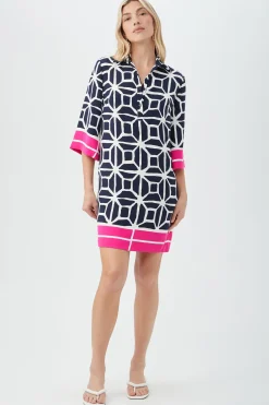 Trina Turk Argina 3/4-Sleeve Dress - Durell Georgette Multi Discount