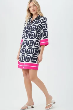 Trina Turk Argina 3/4-Sleeve Dress - Durell Georgette Multi Discount