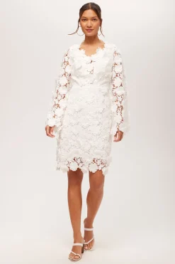 Trina Turk Ariah Long-Sleeve Dress - Love All Lace Whitewash Outlet