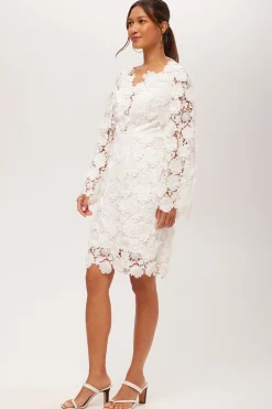 Trina Turk Ariah Long-Sleeve Dress - Love All Lace Whitewash Outlet