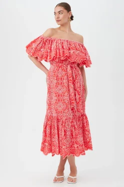 Trina Turk Arina Dress Capri Coral/Whitewash Outlet