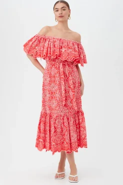 Trina Turk Arina Dress Capri Coral/Whitewash Outlet