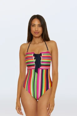 Trina Turk Bandeau One-Piece Swimsuit - Splash Stripe Multi Sale