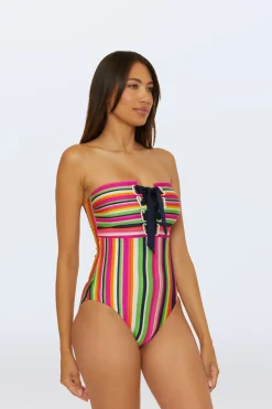 Trina Turk Bandeau One-Piece Swimsuit - Splash Stripe Multi Sale
