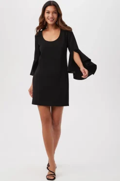 Trina Turk Barbette U-Neck Crepe Knit Cocktail Dress With Bell Sleeves New