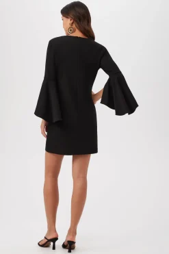 Trina Turk Barbette U-Neck Crepe Knit Cocktail Dress With Bell Sleeves New