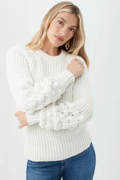 Trina Turk Bellanca 2 Sweater Whitewash New