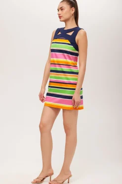 Trina Turk Bev Sleeveless Cutout Dress - Splash Stripe Multi Outlet