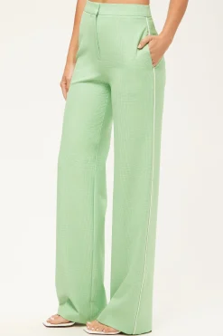 Trina Turk Bjorn Wide-Leg Pant - Game Time Glen Plaid Grass Court Green/Whitewash Sale