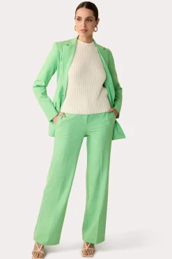 Trina Turk Bjorn Wide-Leg Pant - Game Time Glen Plaid Grass Court Green/Whitewash Sale