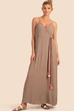 Trina Turk Brittany Maxi Wrap Dress Brown Hot