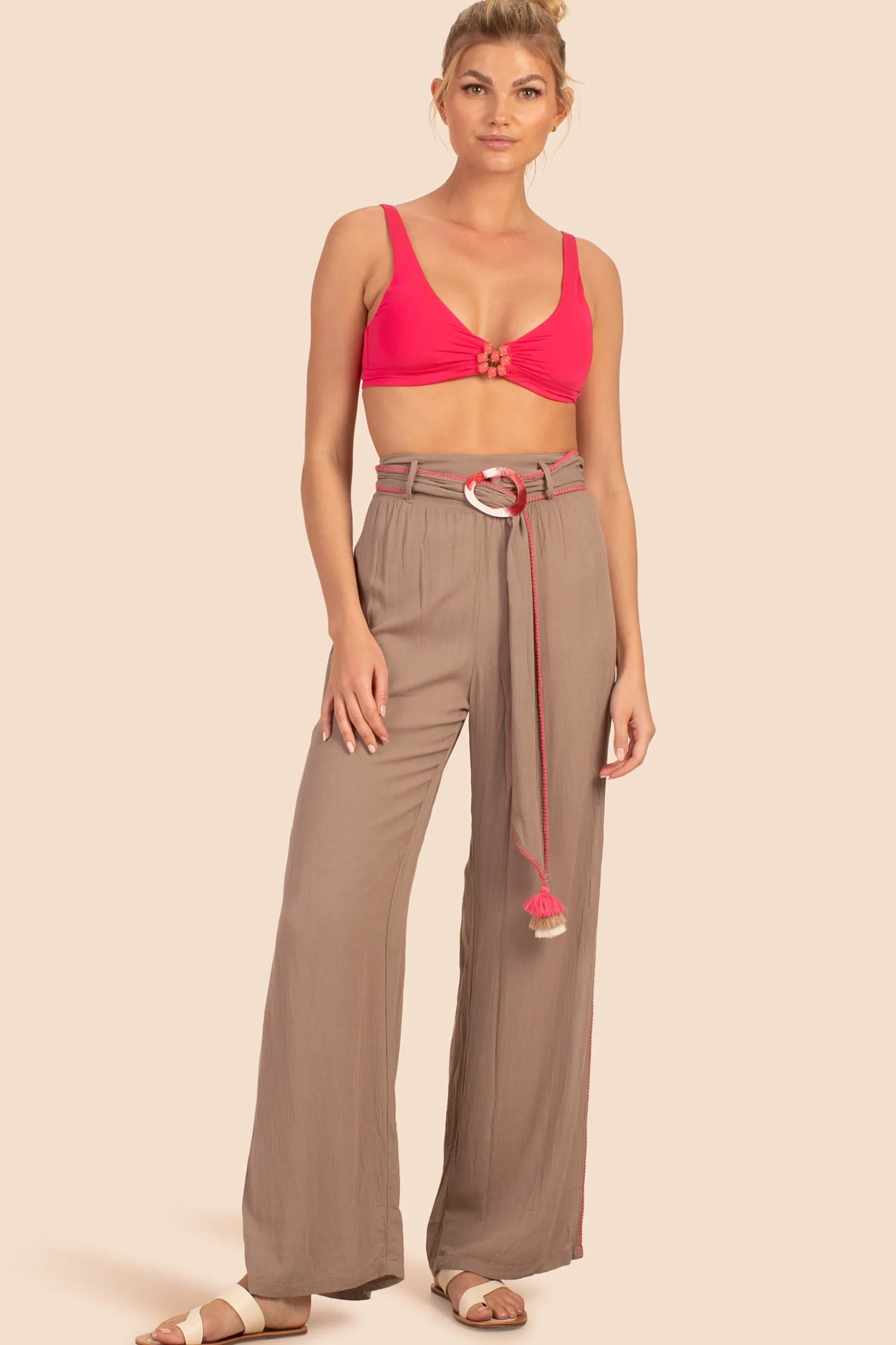 Trina Turk Brittany Side Slit Pant Brown Best