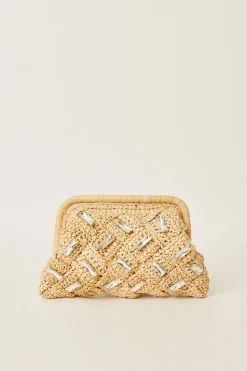 Trina Turk BTB Gigi Crystal Clutch Natural Discount