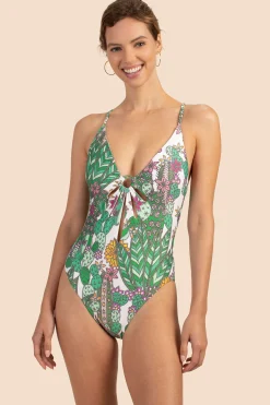 Trina Turk Cacti Cut-Out Maillot Multi New