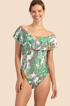 Trina Turk Cacti Off The Shoulder Ruffle One Piece Multi Clearance