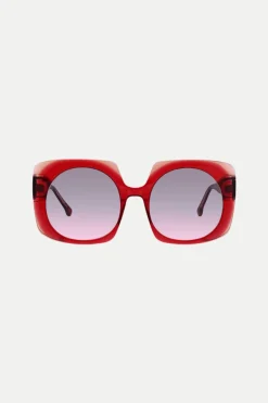 Trina Turk Canaria Oversized Square Acetate Sunglasses Red Outlet