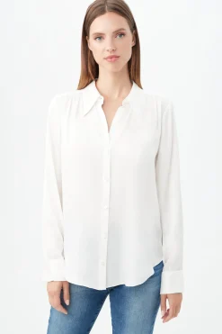 Trina Turk Cassavetes Long-Sleeve Stretch Silk Button-Up Shirt Best