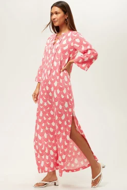 Trina Turk Catamaran 3/4-Sleeve Maxi Dress - Ace Arches Coral Crush/Whitewash Outlet