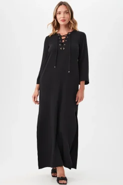 Trina Turk Catamaran 3/4-Sleeve Maxi Dress Black Hot
