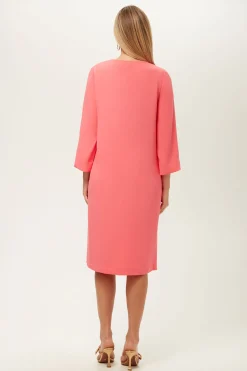 Trina Turk Catamaran 3/4-Sleeve Midi Dress Coral Crush Online