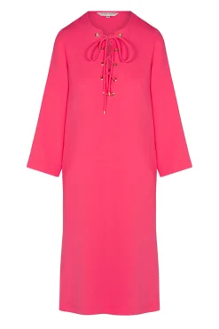 Trina Turk Catamaran 3/4-Sleeve Midi Dress Coral Crush Online