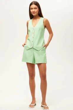 Trina Turk Challenge Vest Top - Game Time Glen Plaid Grass Court Green/Whitewash New