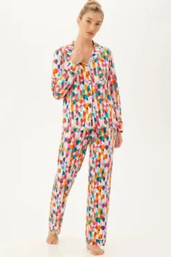 Trina Turk Dancing Dots Women's Long Sleeve Long Pant Jersey PJ Set Multi Online