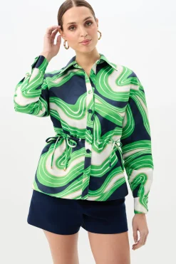 Trina Turk Ellena Drawstring Waist Jacket - Serena Satin Multi Best