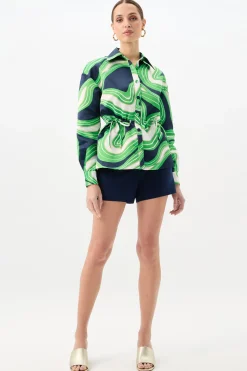 Trina Turk Ellena Drawstring Waist Jacket - Serena Satin Multi Best