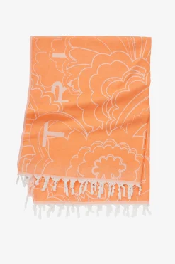 Trina Turk Floral Cloud Turkish Towel Orange New