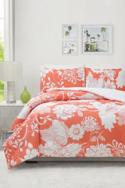 Trina Turk Furusato Floral King 3-Piece Comforter Set Coral Discount