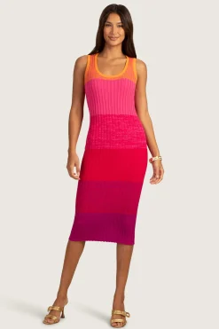 Trina Turk Gibraltar Dress Pink Multi New