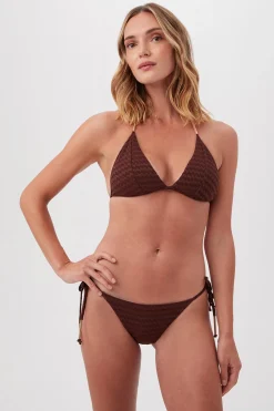 Trina Turk Glimmer Triangle Halter Bikini Top Totem Brown New