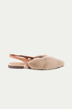 Trina Turk Good Girl Fur Slingback Shoe With Pointed Toe Natural Fashion