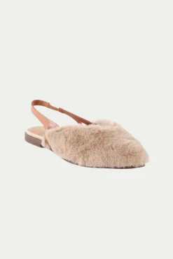 Trina Turk Good Girl Fur Slingback Shoe With Pointed Toe Natural Fashion