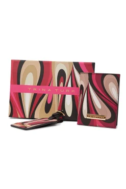 Trina Turk GWP Wynwood Waves Passport Luggage Tag Set PETAL PINK MULTI Outlet