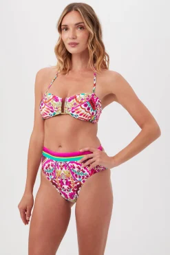 Trina Turk Hawaiian Garden High Waist Bikini Bottom Multi Hot