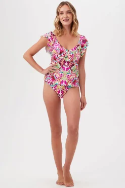 Trina Turk Hawaiian Garden Shirred Hipster Swim Bottom Multi Fashion