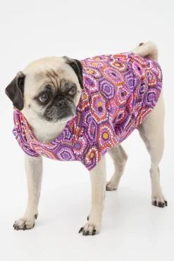 Trina Turk Honeycomb Dots Short Sleeve Jersey Dog Pajama Shirt Purple Clearance