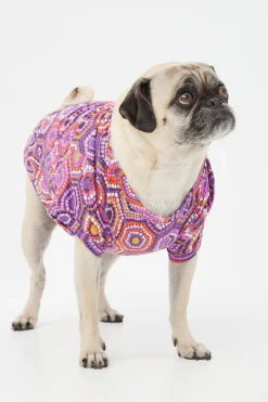 Trina Turk Honeycomb Dots Short Sleeve Jersey Dog Pajama Shirt Purple Clearance
